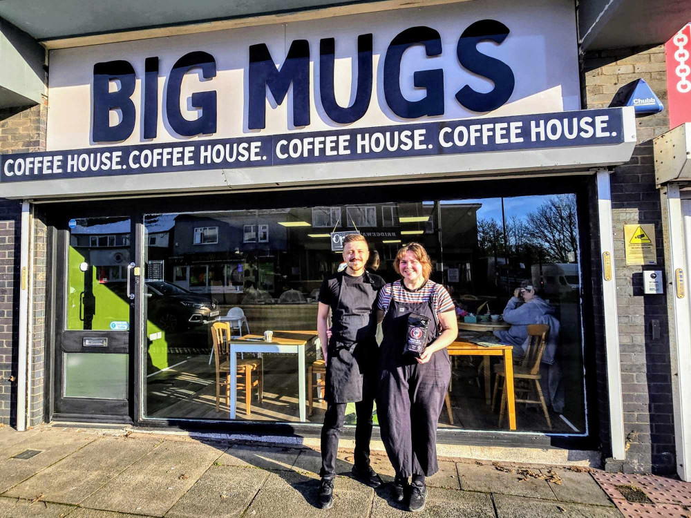 Laura and Josh outside of big mugs